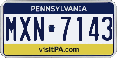 PA license plate MXN7143