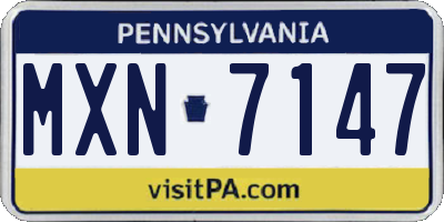 PA license plate MXN7147