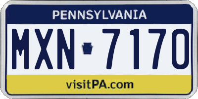PA license plate MXN7170