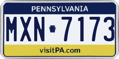 PA license plate MXN7173