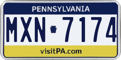 PA license plate MXN7174