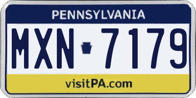 PA license plate MXN7179