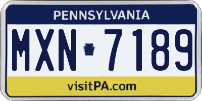PA license plate MXN7189