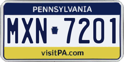 PA license plate MXN7201