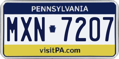PA license plate MXN7207