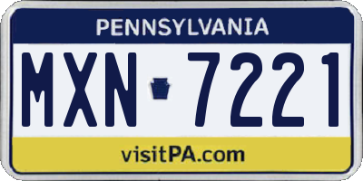 PA license plate MXN7221