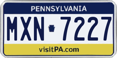 PA license plate MXN7227