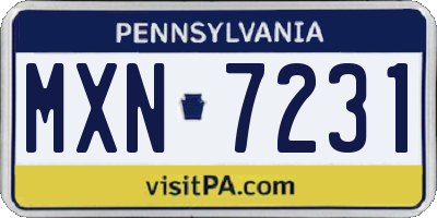 PA license plate MXN7231