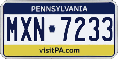 PA license plate MXN7233