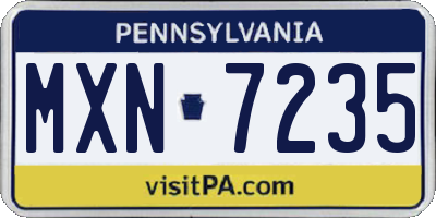 PA license plate MXN7235