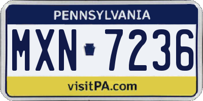 PA license plate MXN7236