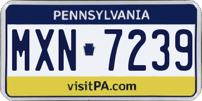 PA license plate MXN7239