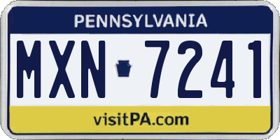 PA license plate MXN7241
