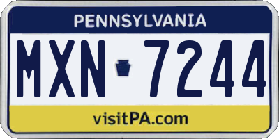 PA license plate MXN7244