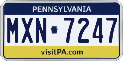PA license plate MXN7247