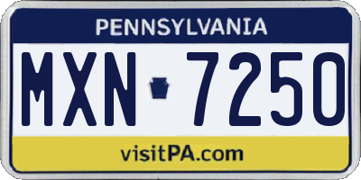 PA license plate MXN7250