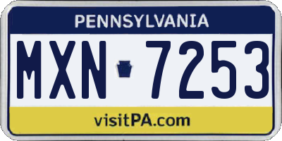 PA license plate MXN7253