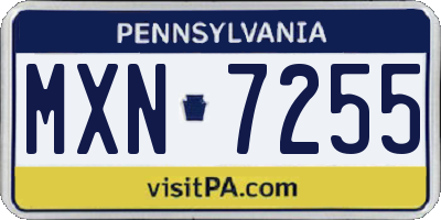 PA license plate MXN7255