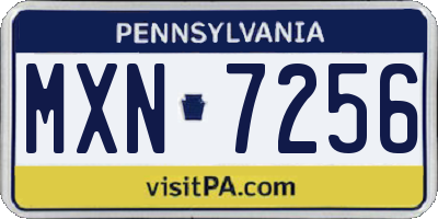 PA license plate MXN7256