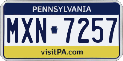 PA license plate MXN7257