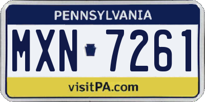PA license plate MXN7261
