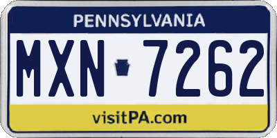 PA license plate MXN7262