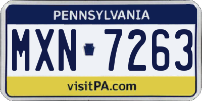 PA license plate MXN7263