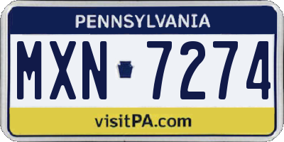 PA license plate MXN7274