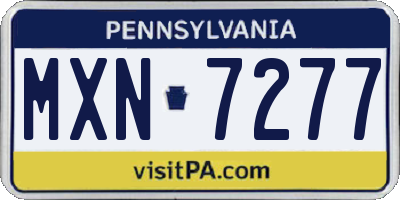 PA license plate MXN7277