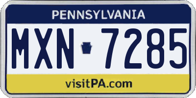 PA license plate MXN7285