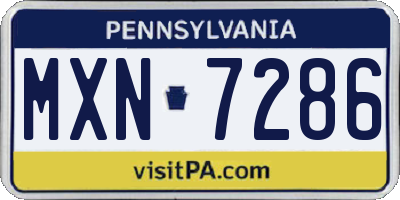 PA license plate MXN7286