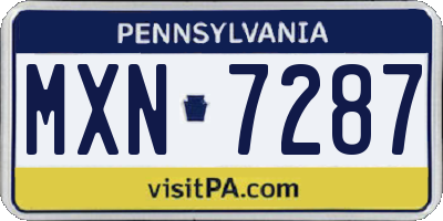 PA license plate MXN7287