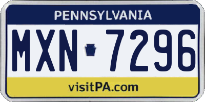 PA license plate MXN7296