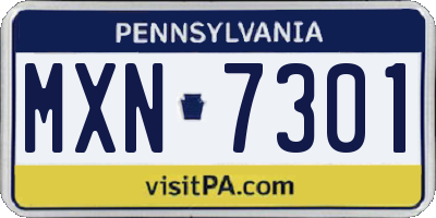 PA license plate MXN7301