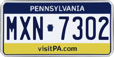 PA license plate MXN7302