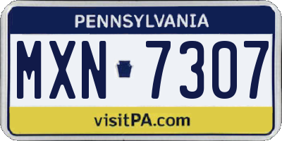 PA license plate MXN7307