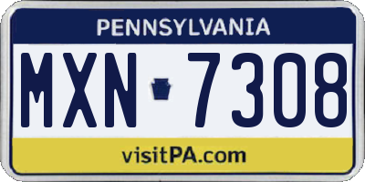 PA license plate MXN7308