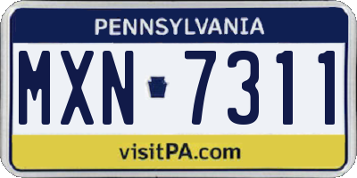 PA license plate MXN7311