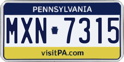 PA license plate MXN7315