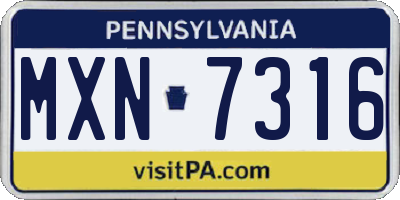 PA license plate MXN7316