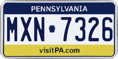 PA license plate MXN7326