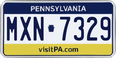 PA license plate MXN7329