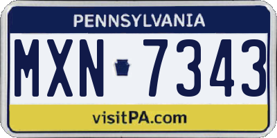 PA license plate MXN7343