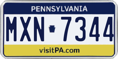 PA license plate MXN7344