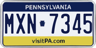 PA license plate MXN7345