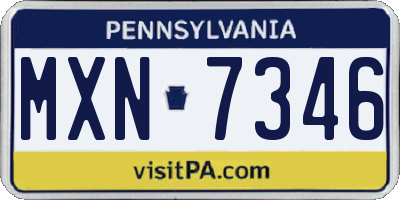 PA license plate MXN7346