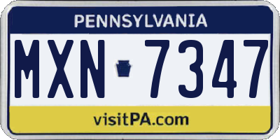 PA license plate MXN7347