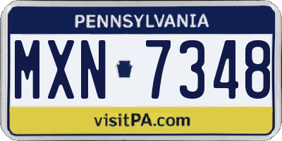 PA license plate MXN7348