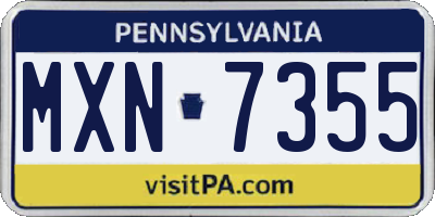 PA license plate MXN7355