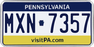 PA license plate MXN7357